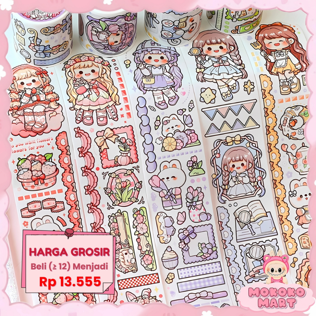 

MM Washitape Masking Tape Stiker Kartun Lucu Dodogirl Romantic Afternoon Tea Stiker Gulung TLD116