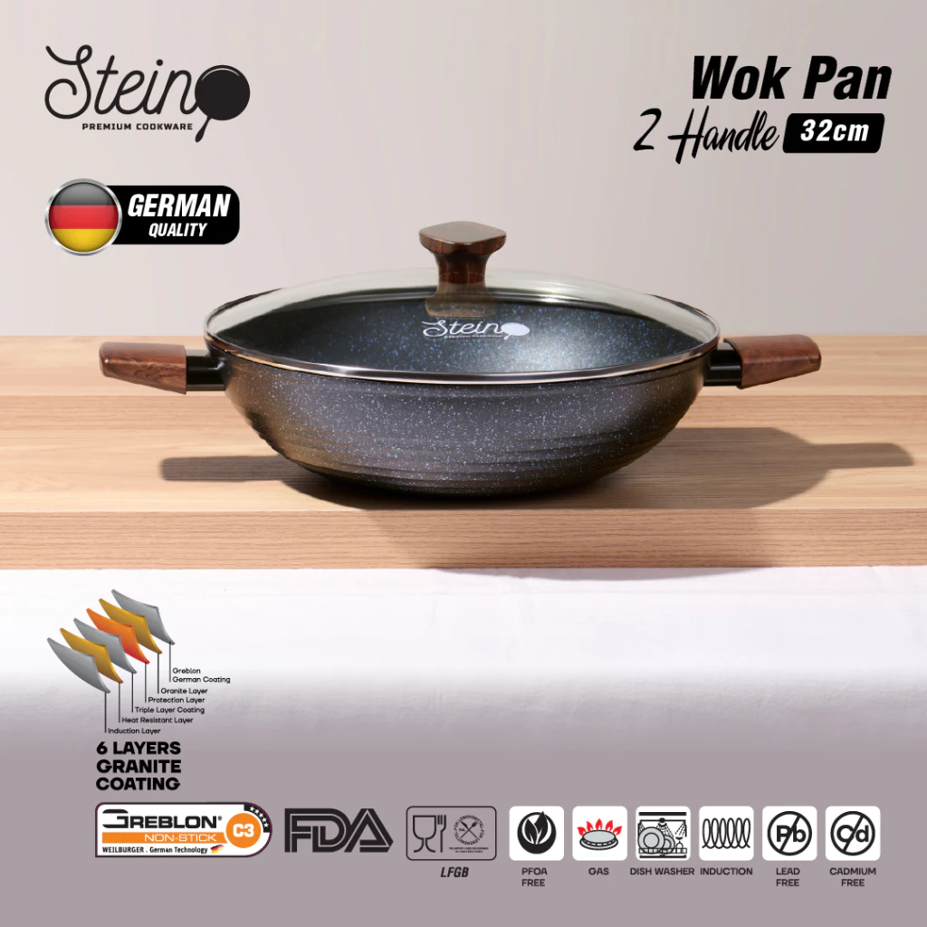 Panci Anti Lengket Steincookware Onyx Wok Pan (Panci GERMAN Lapisan Coating Granite Anti-Lengket)- 3