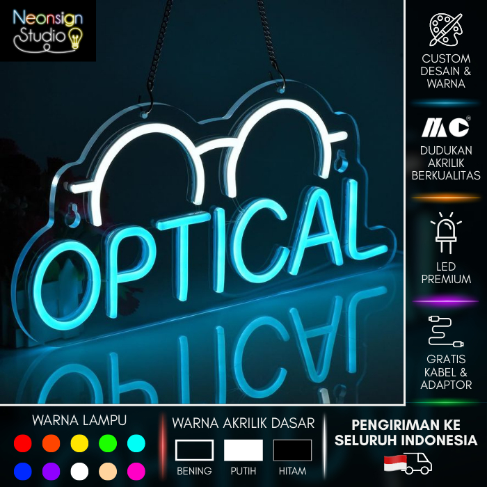 Neon Sign Optik│Neon Sign Kacamata│Lampu Neon Kacamata Optik│Dekorasi Toko Optik Indoor