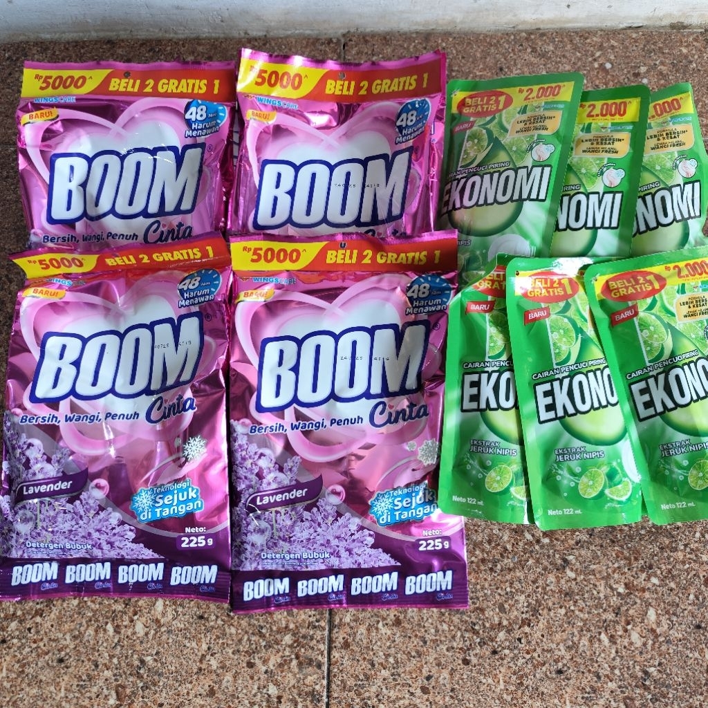 Paket Hemat 4pcs Sabun Boom Cinta Lavender (5000) dan 6pcs Sabun Ekonomi Cuci Piring (2000)