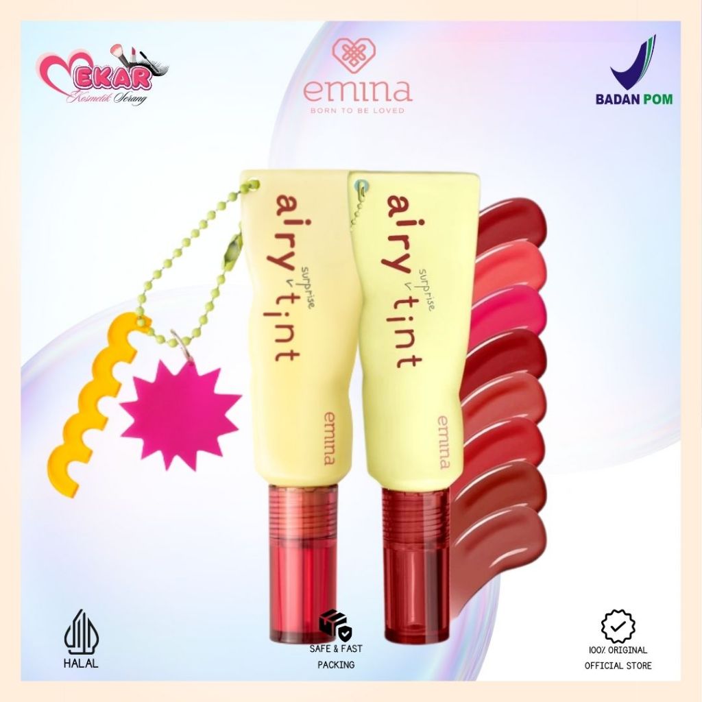 Emina Airy Surprise Tint 3 g | Emina Lip Tint Ringan | Lip Tint Emina Longlasting | Tahan Lama | Wat