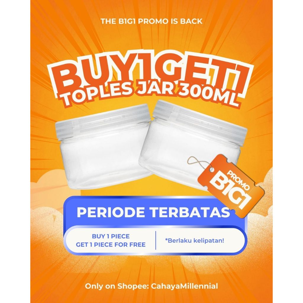Toples Tabung 300 ml / Toples Kue Kering / Toples Jar Plastik 300ml / Plastik Jar Bening