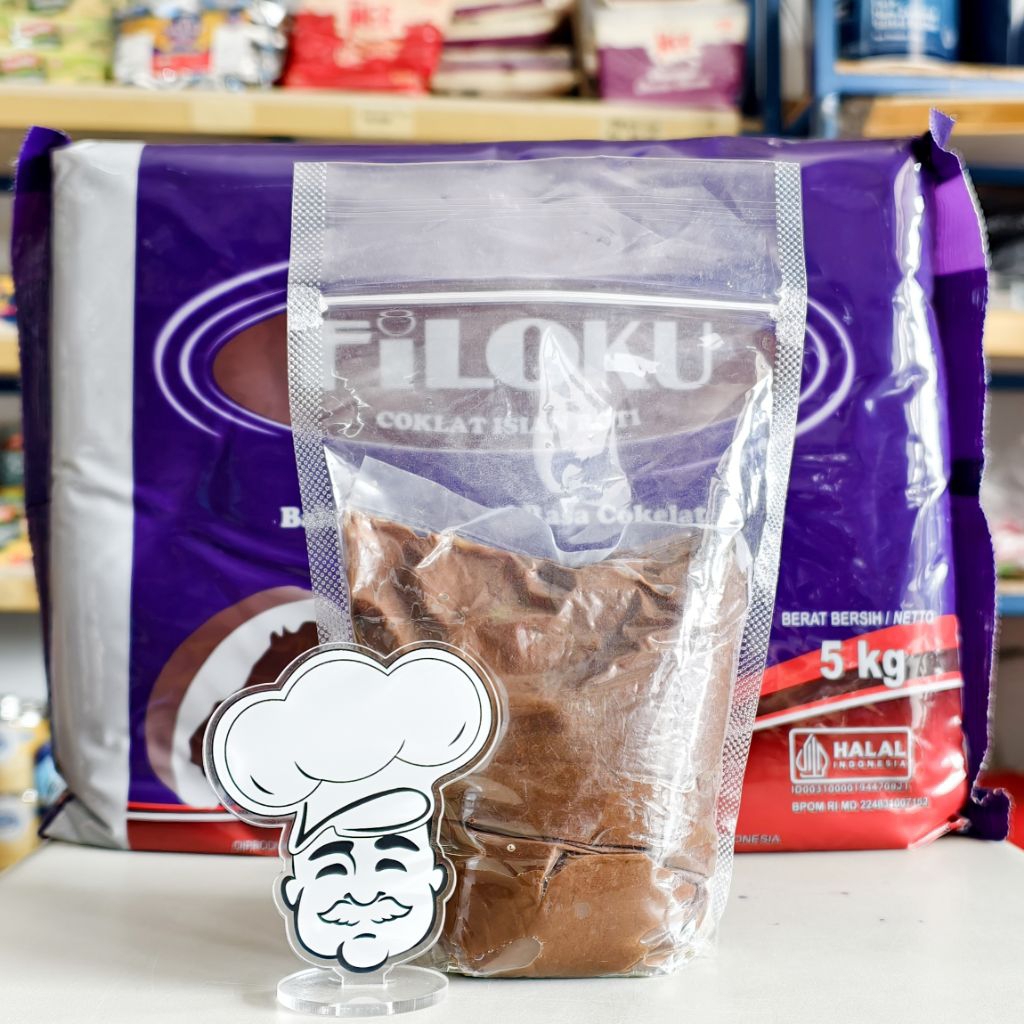 

Filoku Coklat Filling 500Gr / Coklat Pasta Filoku 500Gr / Chocolate Filoku / Isian Roti / Selai Coklat