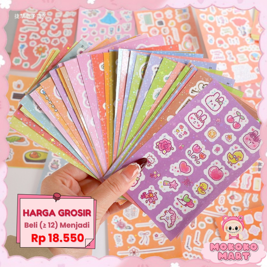 

MM 100 Lembar Stiker Dekor Pack DIY Photocard Sleeve Kpop Sticker Set Journaling Kartun Lucu