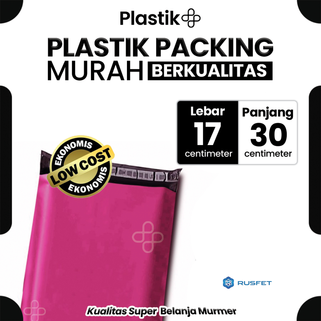 

Amplop Plastik Polymailer Pink 17cm x 30cm Low Cost Plastic Packing Polos Online shop Rusfet Murah
