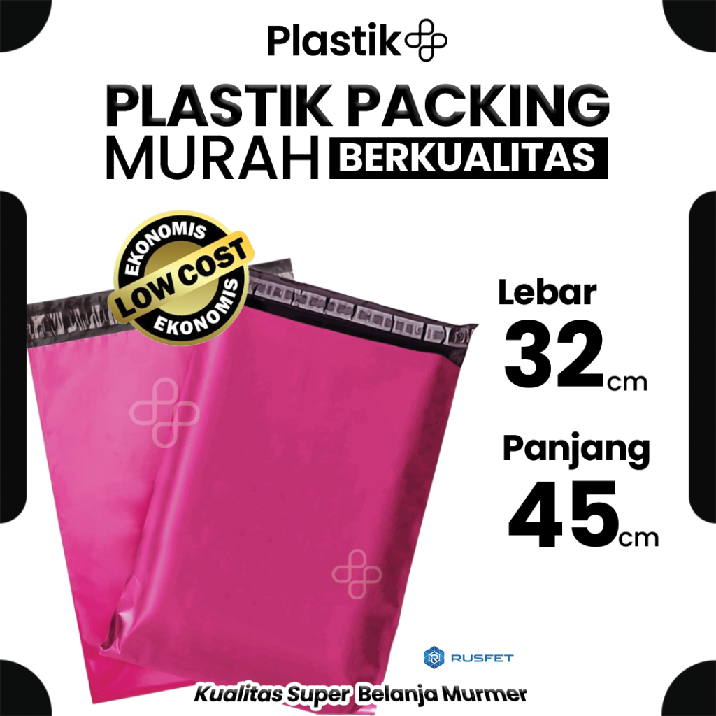 

Amplop Plastik Polymailer Pink 32cm x 45cm Low Cost Plastic Packing Polos Online shop Rusfet Murah
