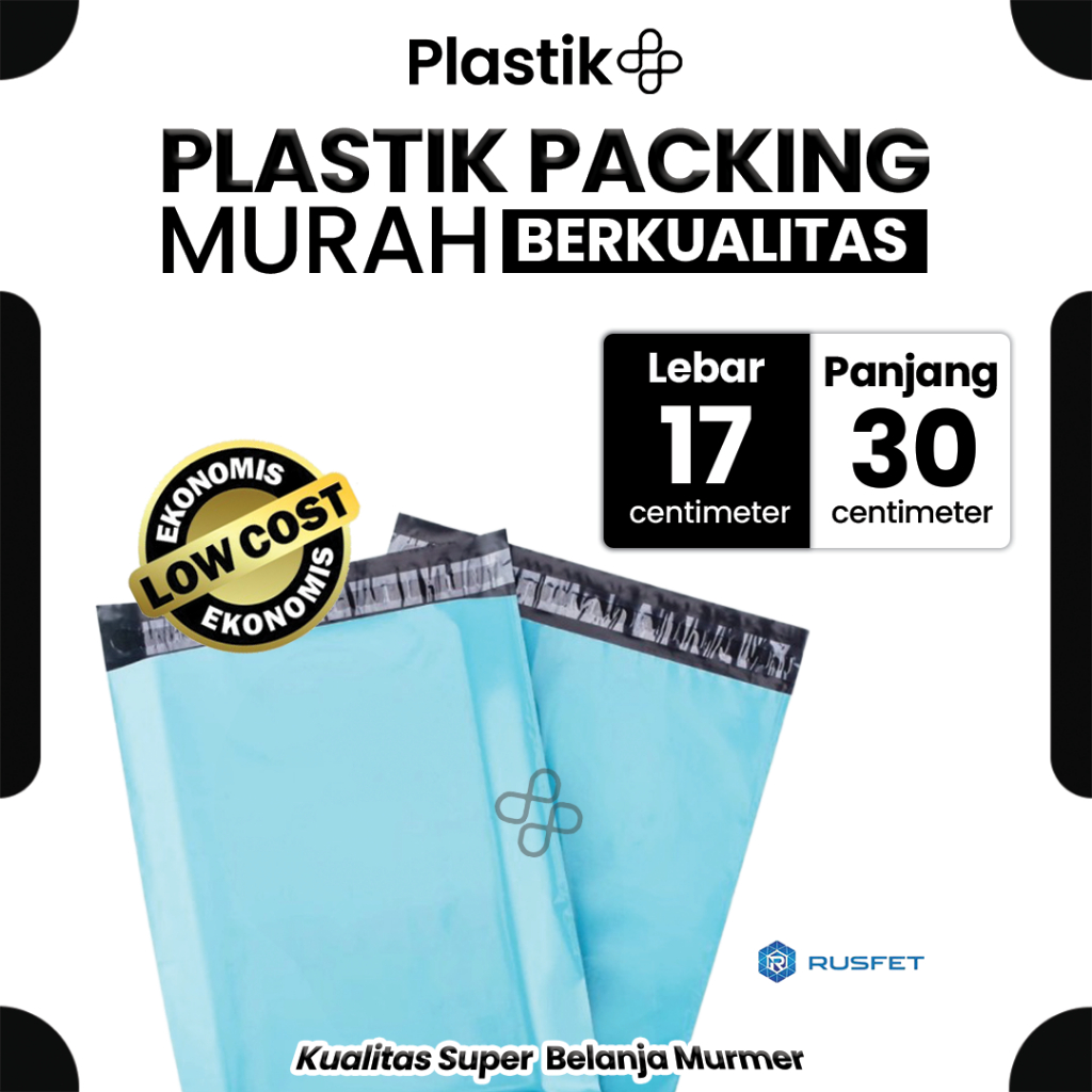 

Amplop Plastik Polymailer Baby Blue Biru 17 x 30cm Low Cost Plastic Packing Polos Shop Rusfet Murah