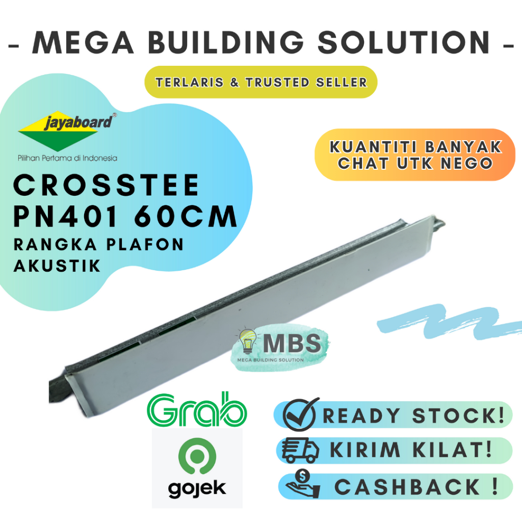 JAYABOARD Crosstee 60cm PN401 /Cross Tee Maintee/Rangka Jaya Gyptile Plafon Akustik