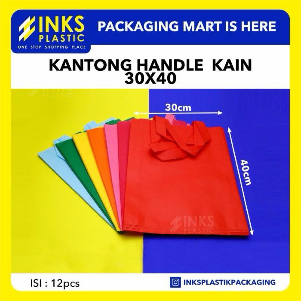 

TAS SPUNBOND 30x40 KANTONG HANDLE KAIN GOODIE BAG HAMPERS SOUVENIR TAS BELANJA 30 x 40