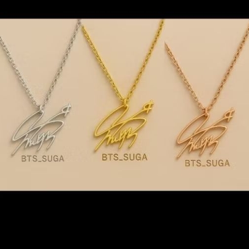 Kalung Signature K-Pop BTS Suga Bisa Custom Tandatangan TTD Titanium