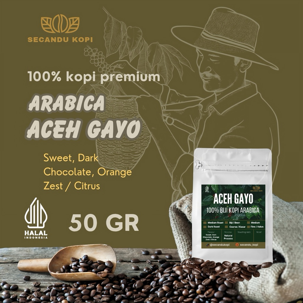 

Kopi Arabica Gayo Aceh Premium Kemasan 50gr | Natural Process