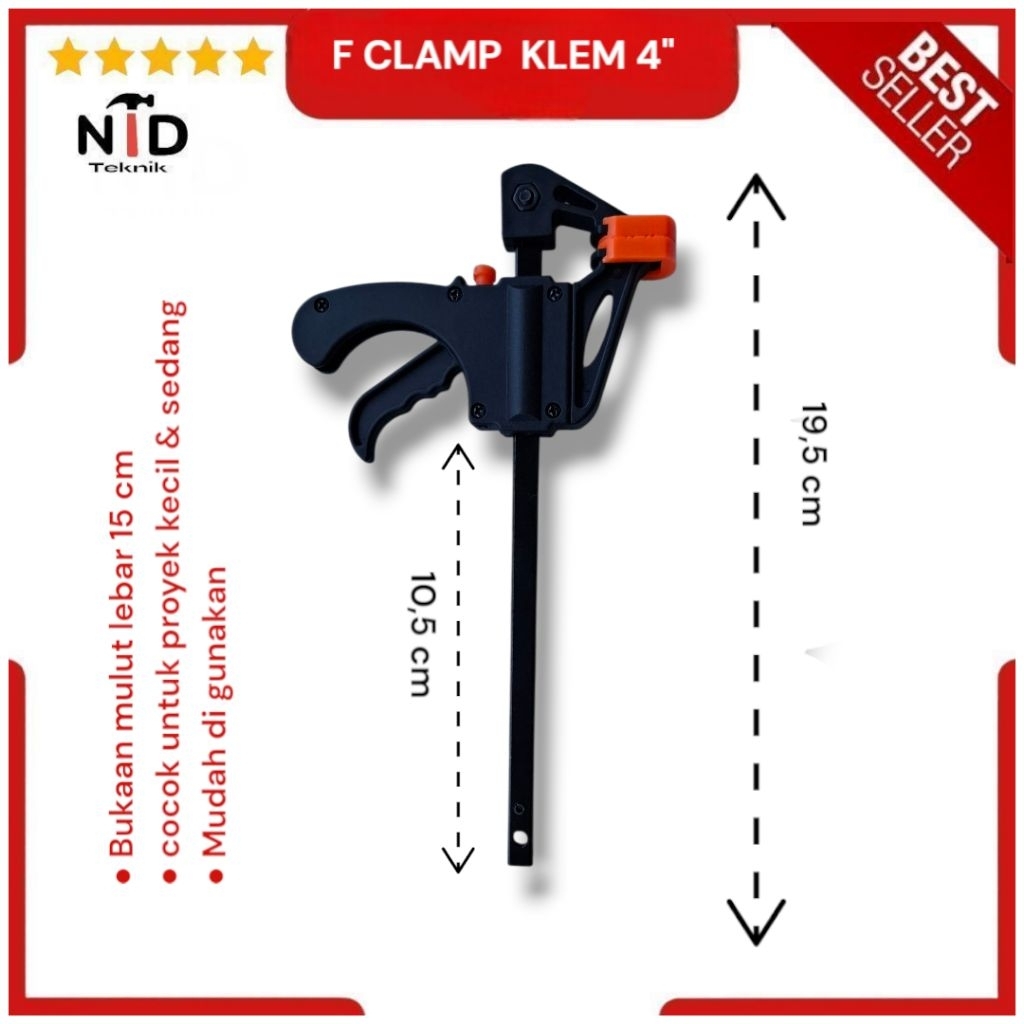 F klamp / F clem 4 inch penjepit / F klem/ F clamp / alat penjepit kayu