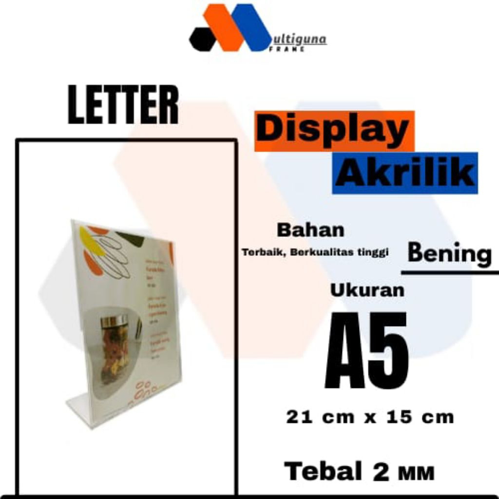 

Tempat Brosur Display Menu Akrilik Acrylic Menu Qris Ukuran A5 LETTER L MIRING Tebal 2mm