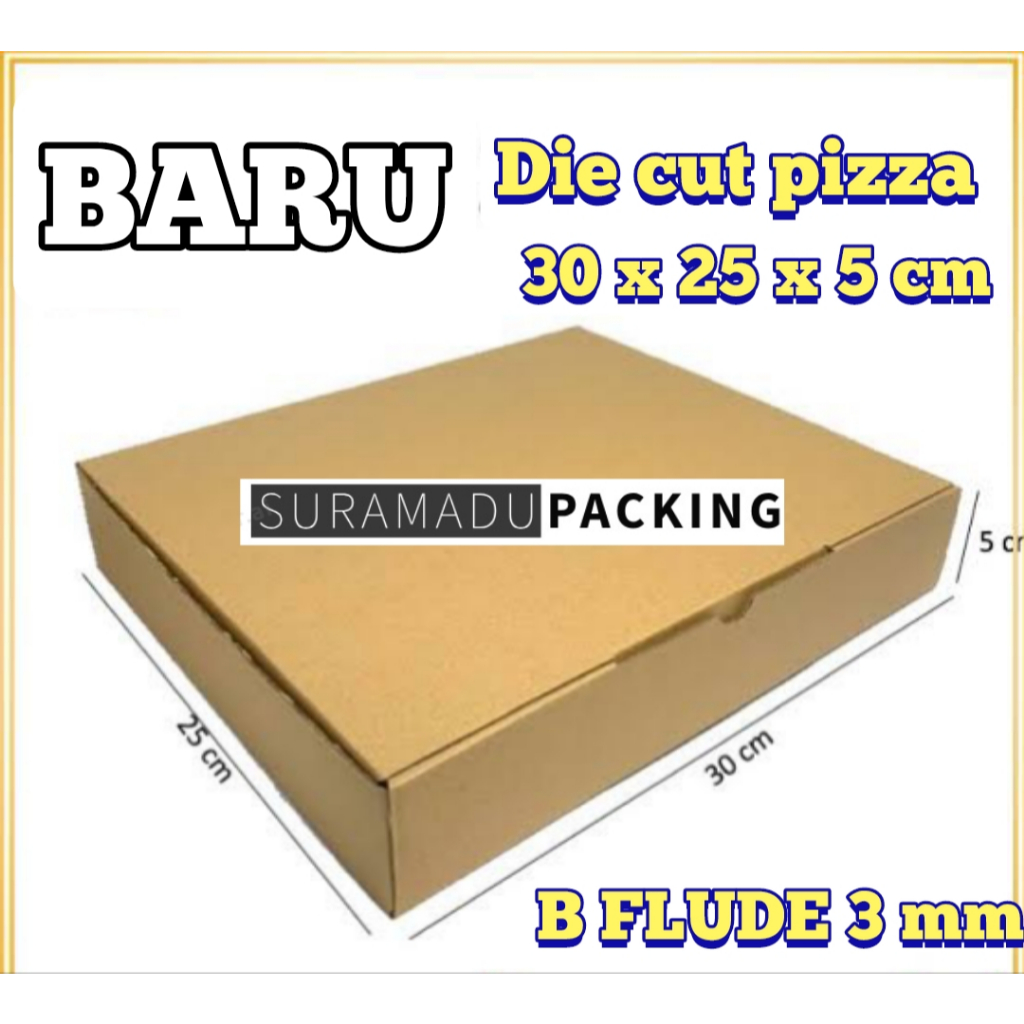 

Kardus box packing DIE CUT 30x25x5 cm bahan B-flude 3mm DIE CUT PIZZA kardus box packing Die cut pizza Kardus box karton packing 30x25x5 cm Packing Polos dan Tebal 3mm B FLUDE