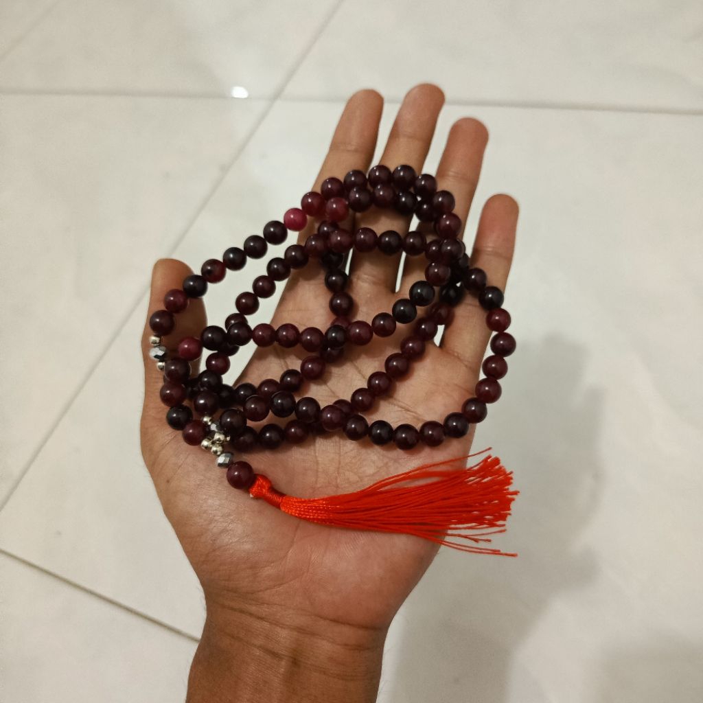 tasbih batu merah delima siem dengan ukuran 8mm isi 99butir