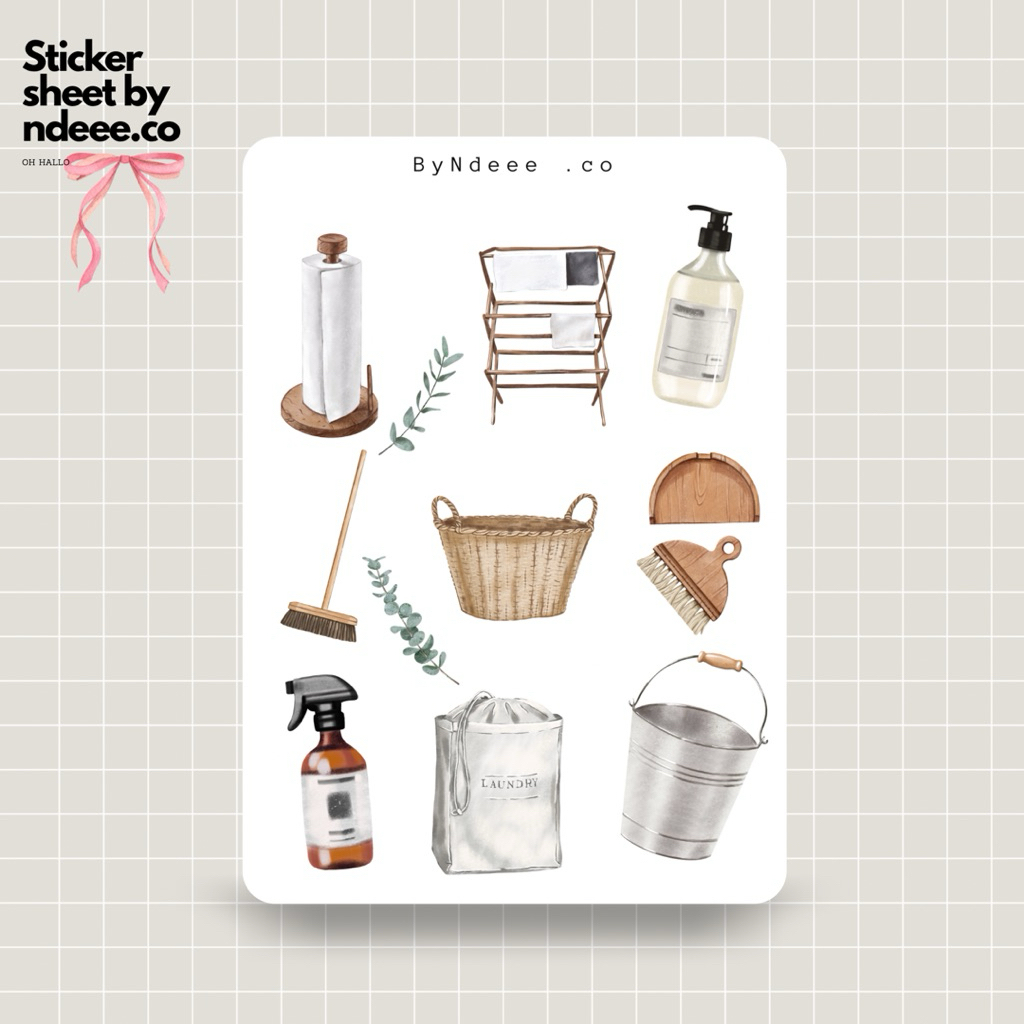 

Sticker Sheet | laundry | journal stickers, calendar, planner stickers, scrapbook stickers, cozy art