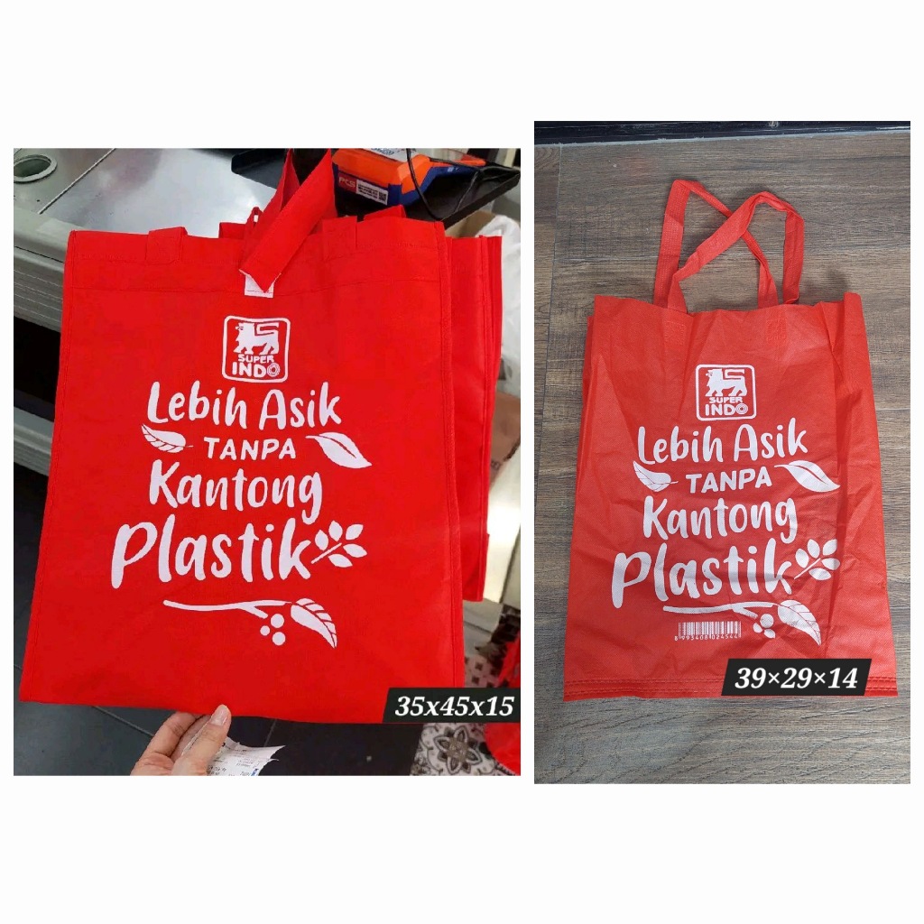 SPUNBOND TAS BELANJA ECO SHOPPING BAG SUPER INDO MERAH JUMBO BESAR