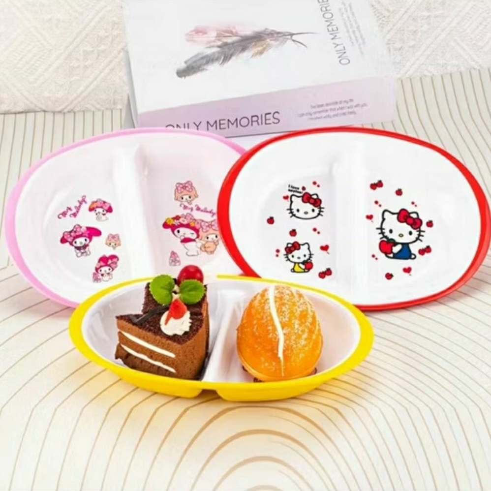 piring melamin sekat 2 spiderman frozen disney kuromi ori