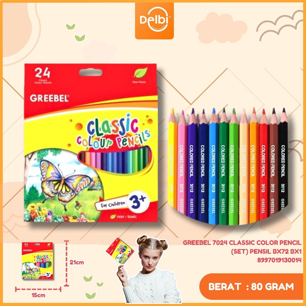 

TBMO GREEBEL PENSIL WARNA 7024 CLASSIC COLOR ISI 24 Colouring Color Pencil GREEBEL 7024 CLASSIC COLOR PENCIL (SET)