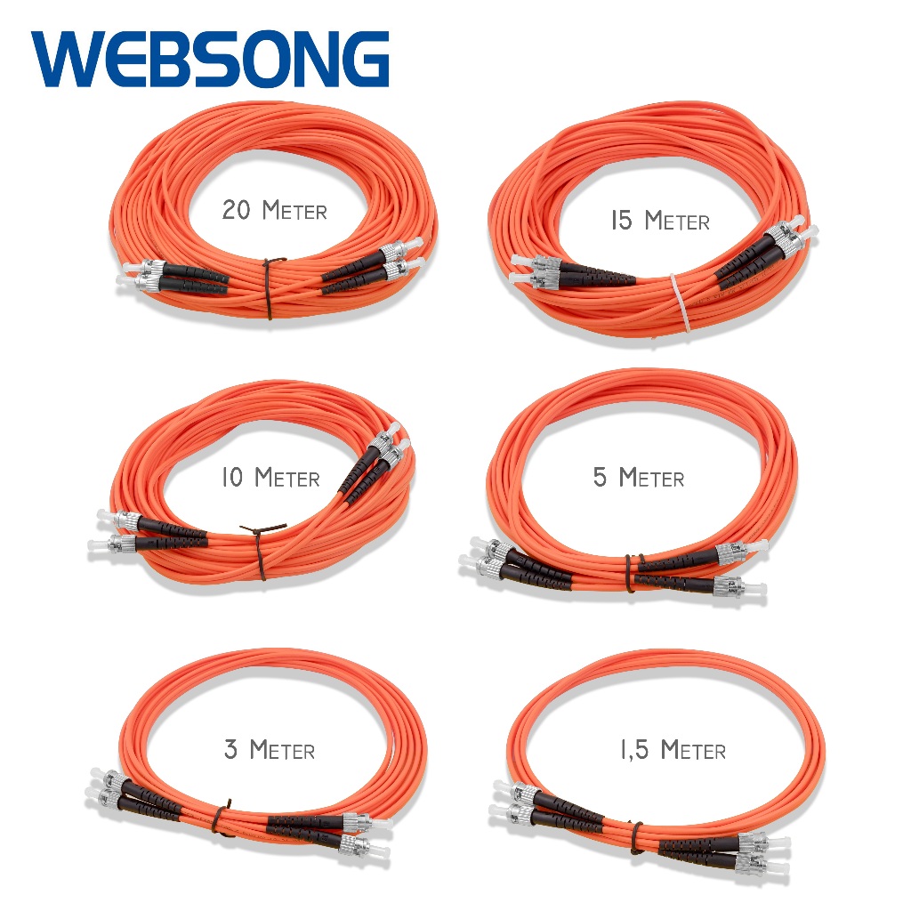 Kabel Fiber Optic Patch Cord ST to ST Multimode Duplex 1.5M 3M 5M 10M 15M 20M WEBSONG