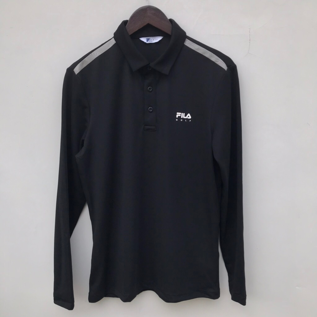 Kaos Kerah by Fila Golf Polo Shirt Long Sleeve Black sz Medium