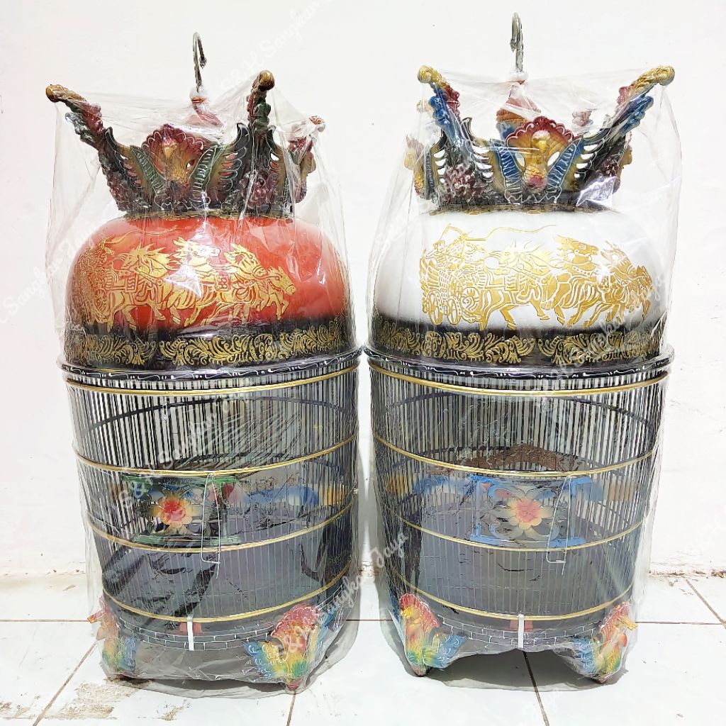 (LUAR KOTA) Sangkar Perkutut Fiber Mahkota Merak Kaki Merak