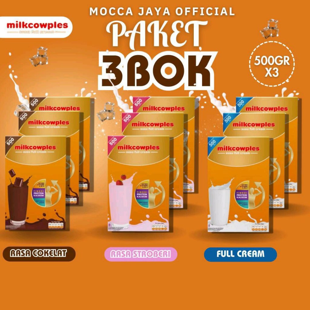 

MILKCOWPLES 3 BOX SUSU BUBUK SAPI PENGGEMUK DAN PENINGGI BADAN COCOK UNTUK ANAK MASA PERTUMBUHAN COCOK UNTUK SEGALA USIA 500GR 3 RASA FAVORIT