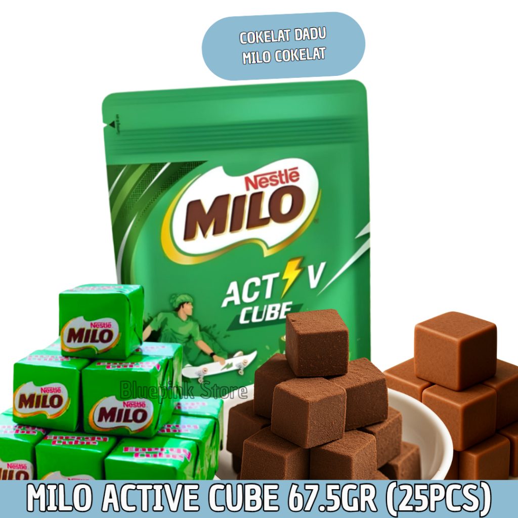 

MILO Activ Cube 67.5gr Snack Halal Nikmat / MILO CUBE Isi 25 Blok @ 2.7g / MILO ACTIV CUBE / MILO