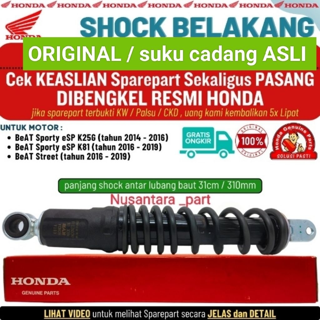 Shock Shockbreaker Belakang Beat 2016 2017 2018 2019 Original Beat Street Beat Fi K81 Original Honda