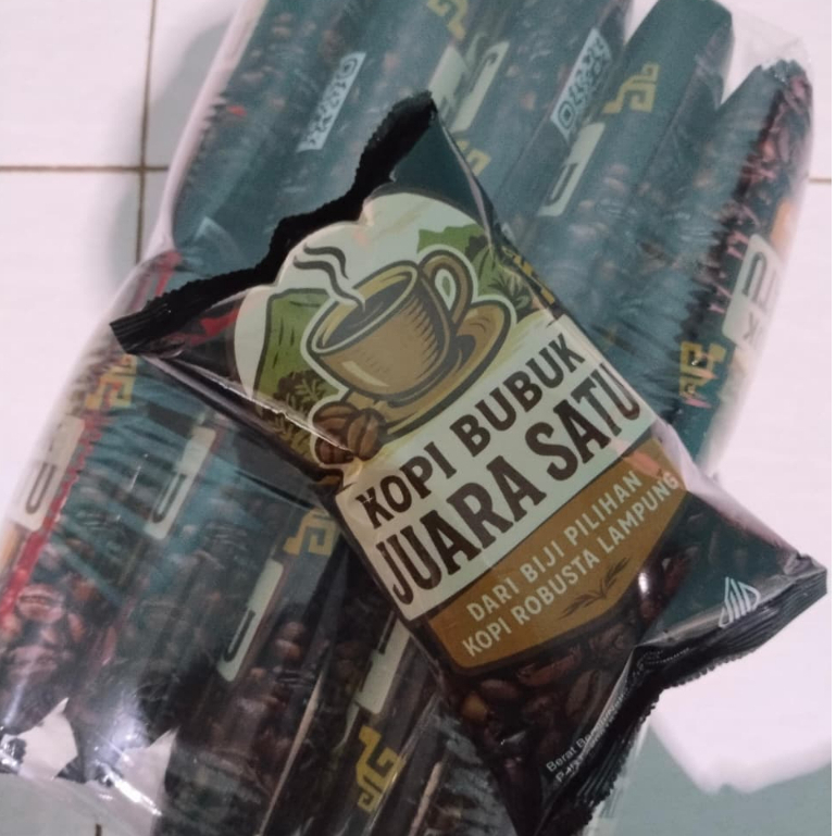 

Kopi Bubuk JUARA SATU 200gr Robusta Lampung Pack isi 10 pcs harga Grosir