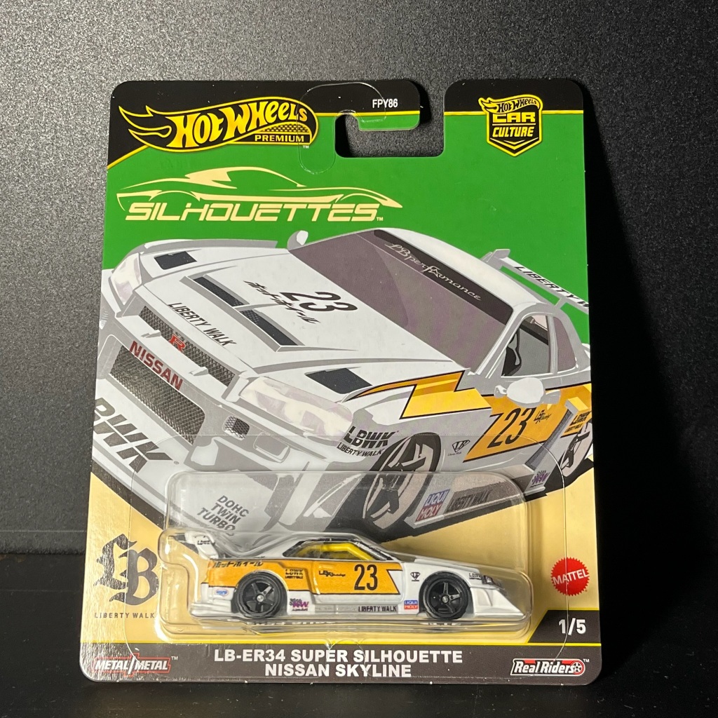 Hotwheels Premium, JAPAN CARD LBWK LB-ER34 Super Silhouette, RWB Porsche White, Fast Furious S15, Fa