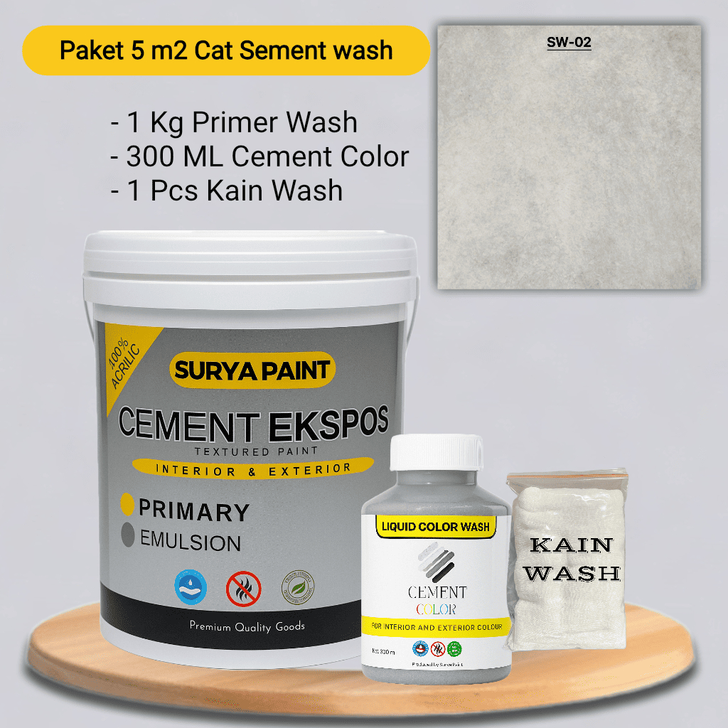 Cat Tembok Cement Wash Motif Semen Ekspos / Cat Tembok PAKET 5M2
