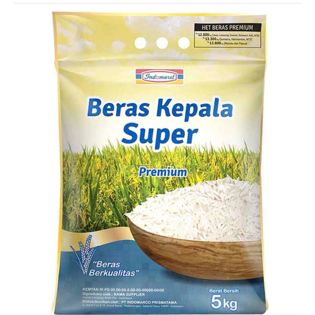 

Beras Kepala Super Premium merek Indomaret 5 kg