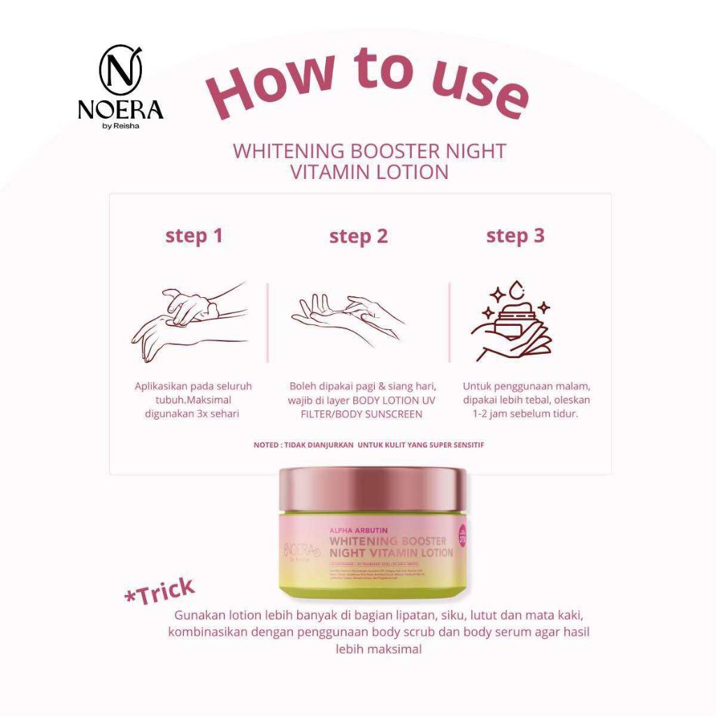 Noera Whitening Booster Night Vitamin Lotion Lotion Pencerah Kulit Whitening Booster