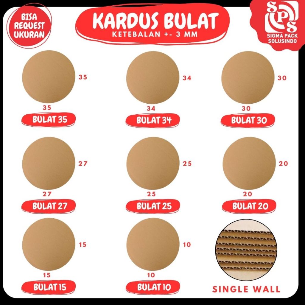 

Kardus Bulat 10x10/15x15/20x20/25x25/27x27/30x30/34x34/35x35 Dus Bundar Sheet bulat Alas Kue Coklat