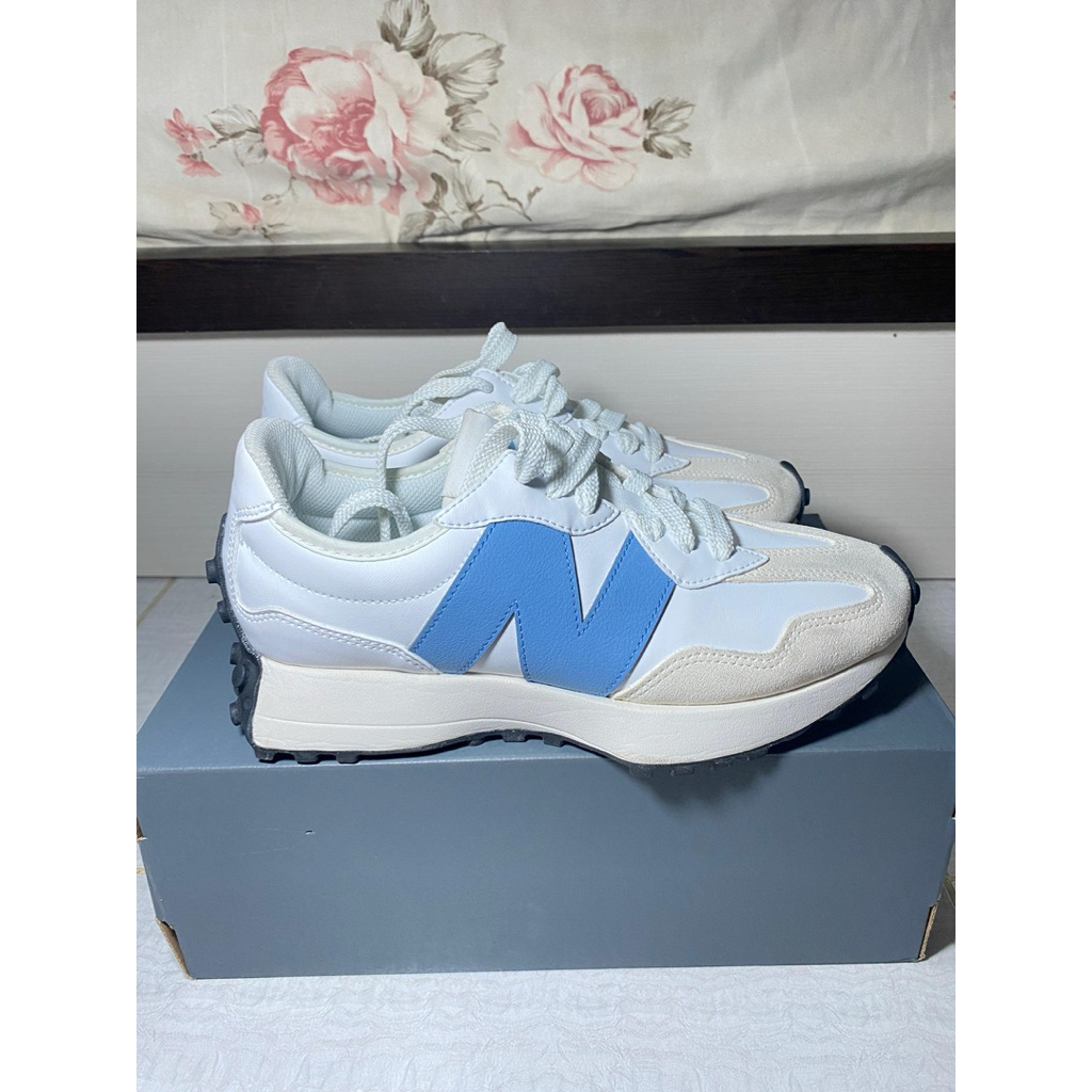 (PRELOVED) New Balance 327 Unisex Sneakers Shoes - White/Blue