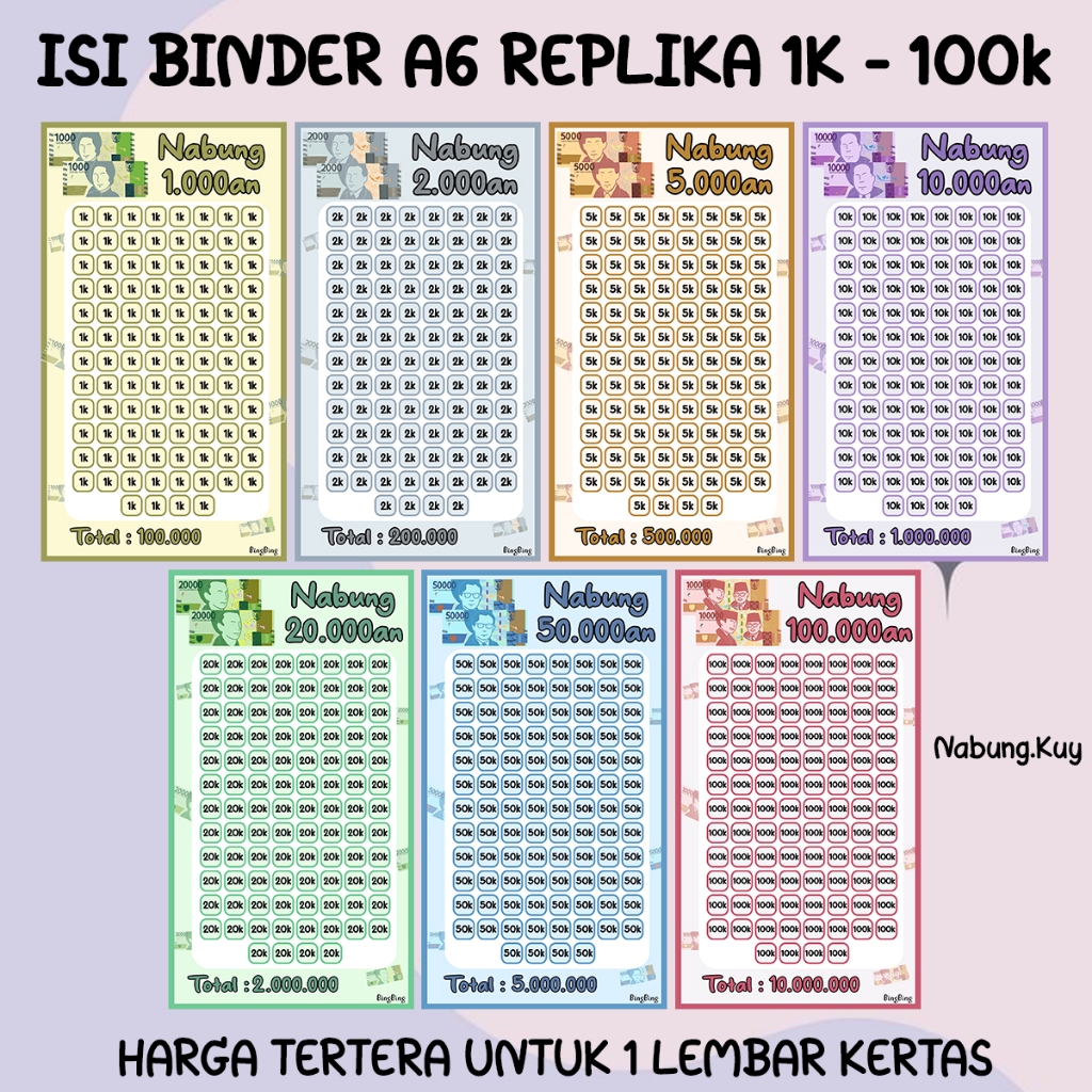 

Isi Binder Menabung Replika A6