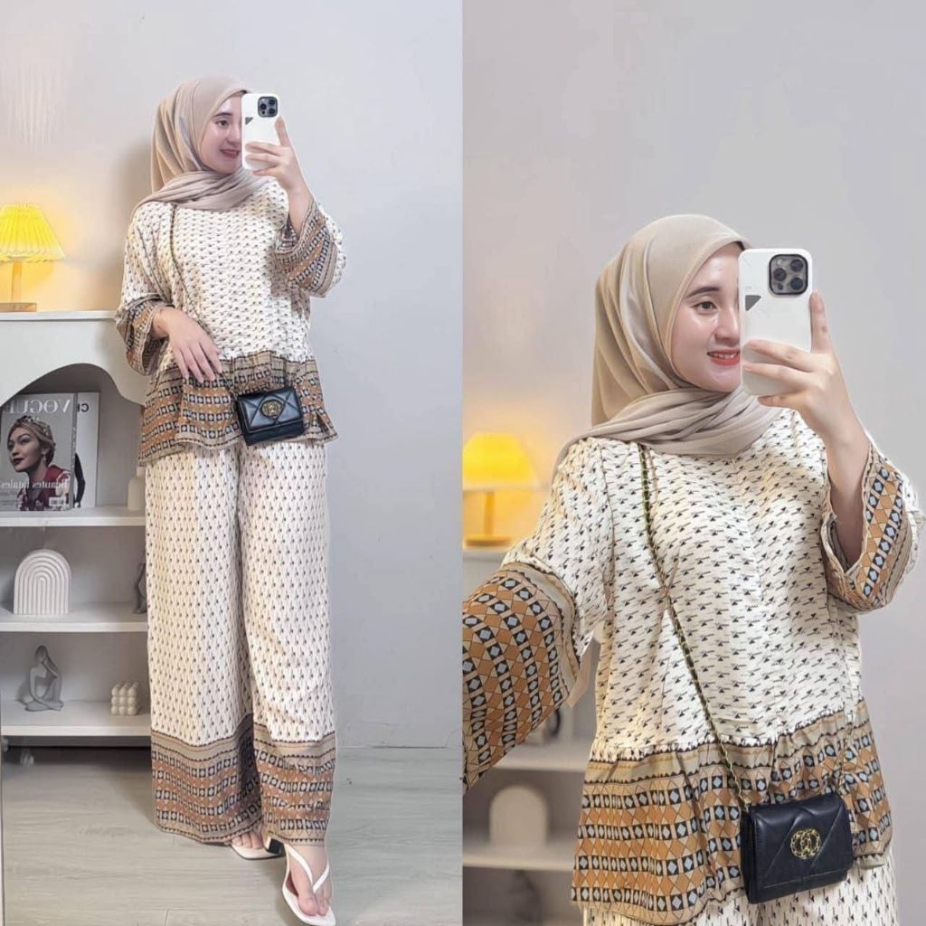 Setelan RAFELLA One Set Trendy Rempel Susun Kancing Busui Friendly LD 120 cm COD