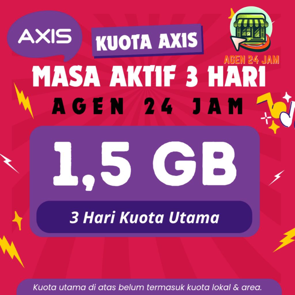 PAKET DATA AXIS 1,5 GB 3 HARI / KUOTA INTERNET AXIS HARIAN TERMURAH 24 JAM