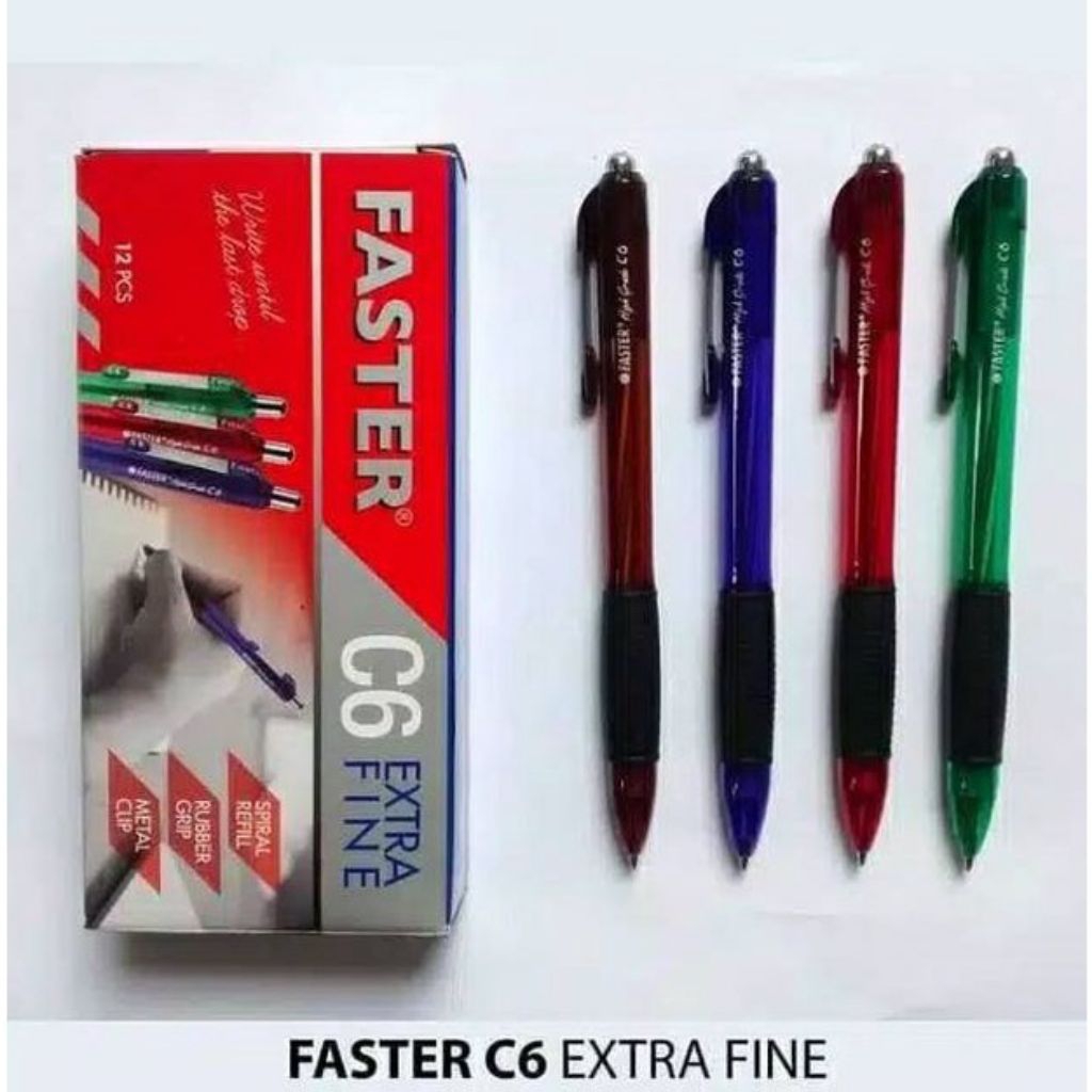 

1 PACK PEN FASTER C6 EXTRA FINE model cetekan / pena pulpen isi 12 pen tinta hitam