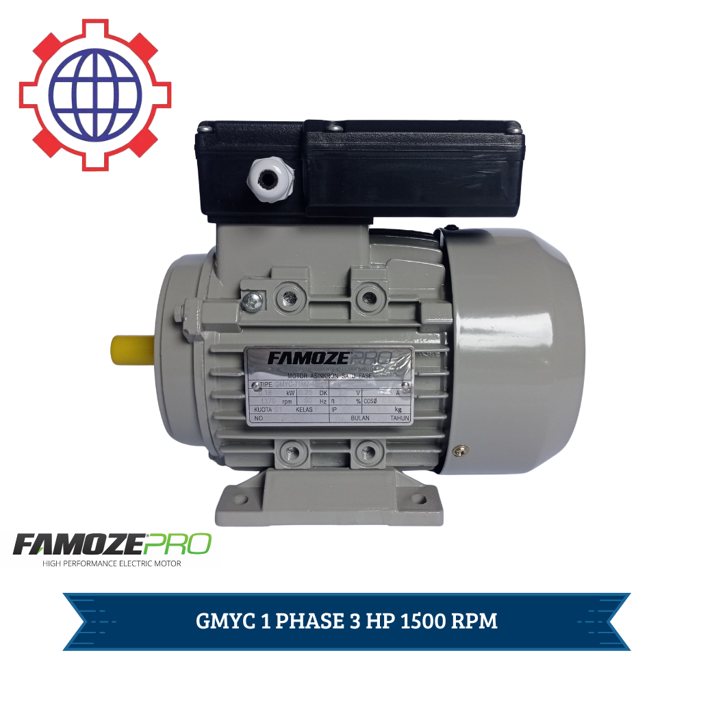 Famoze Pro Dinamo 1 Phase 3 HP 1500 RPM GMYC Elektro Motor 3 PK