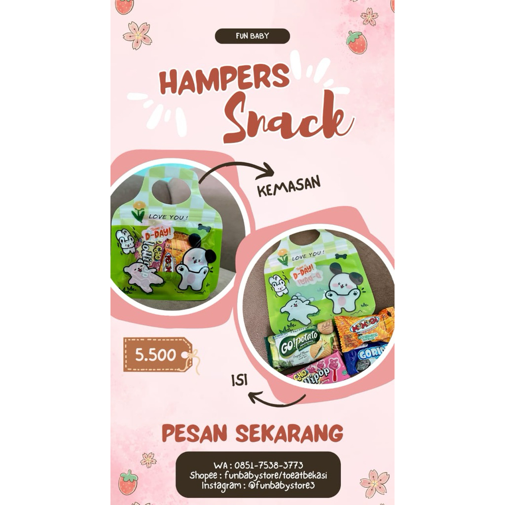 

BINGKISAN HAMPERS SNACK ULANG TAHUN ANAK / KHITAN/ LEBARAN / 17 AGUSTUSAN