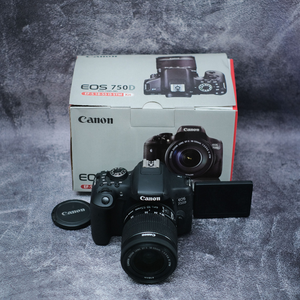 dslr kamera Canon 750d lensa kit 18-55(Second)