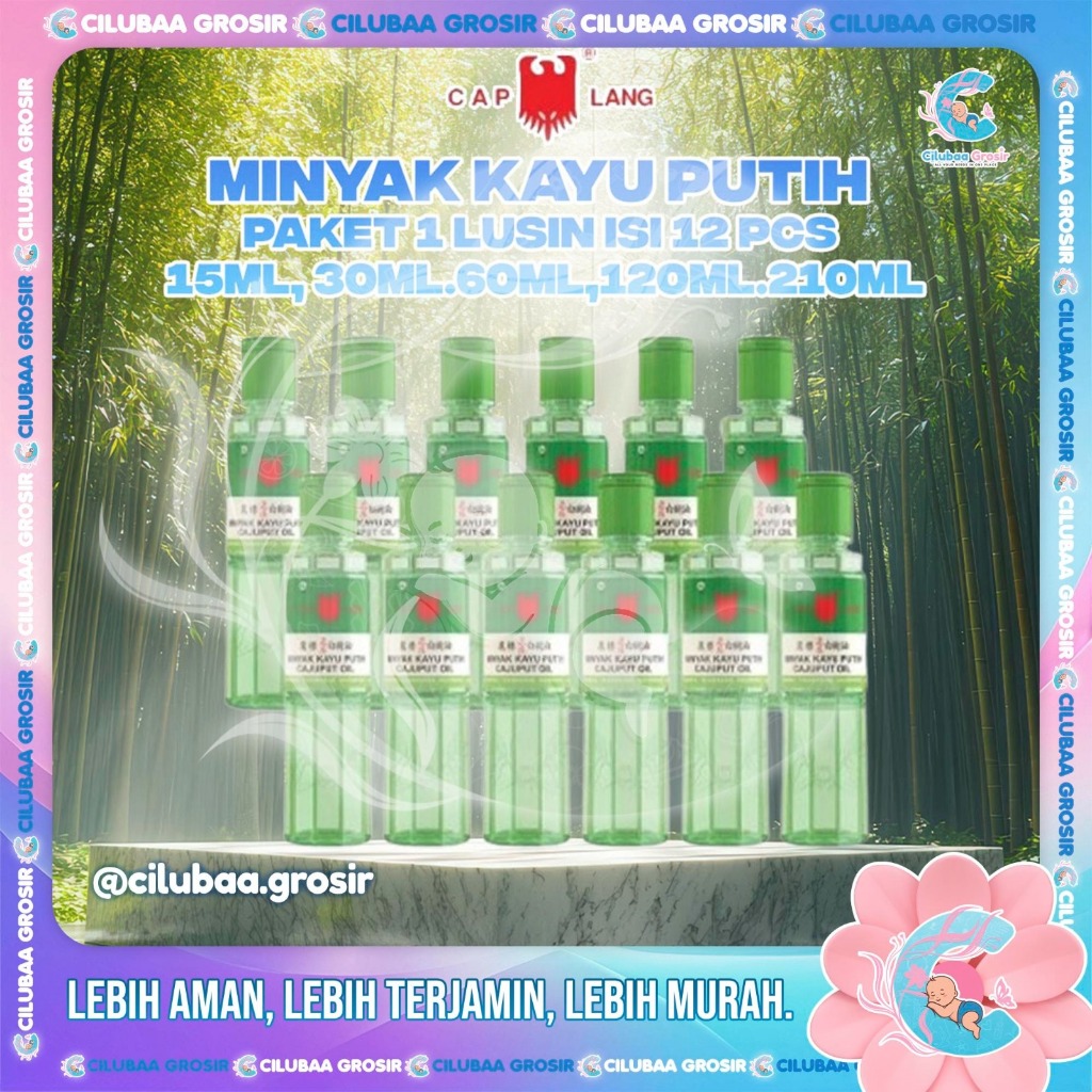 [ISI 12PCS] CAP LANG MINYAK KAYU PUTIH 15ml 30ml 60ml 120ml 210ml 12PCS & 6PCS || Minyak Telon Cap L