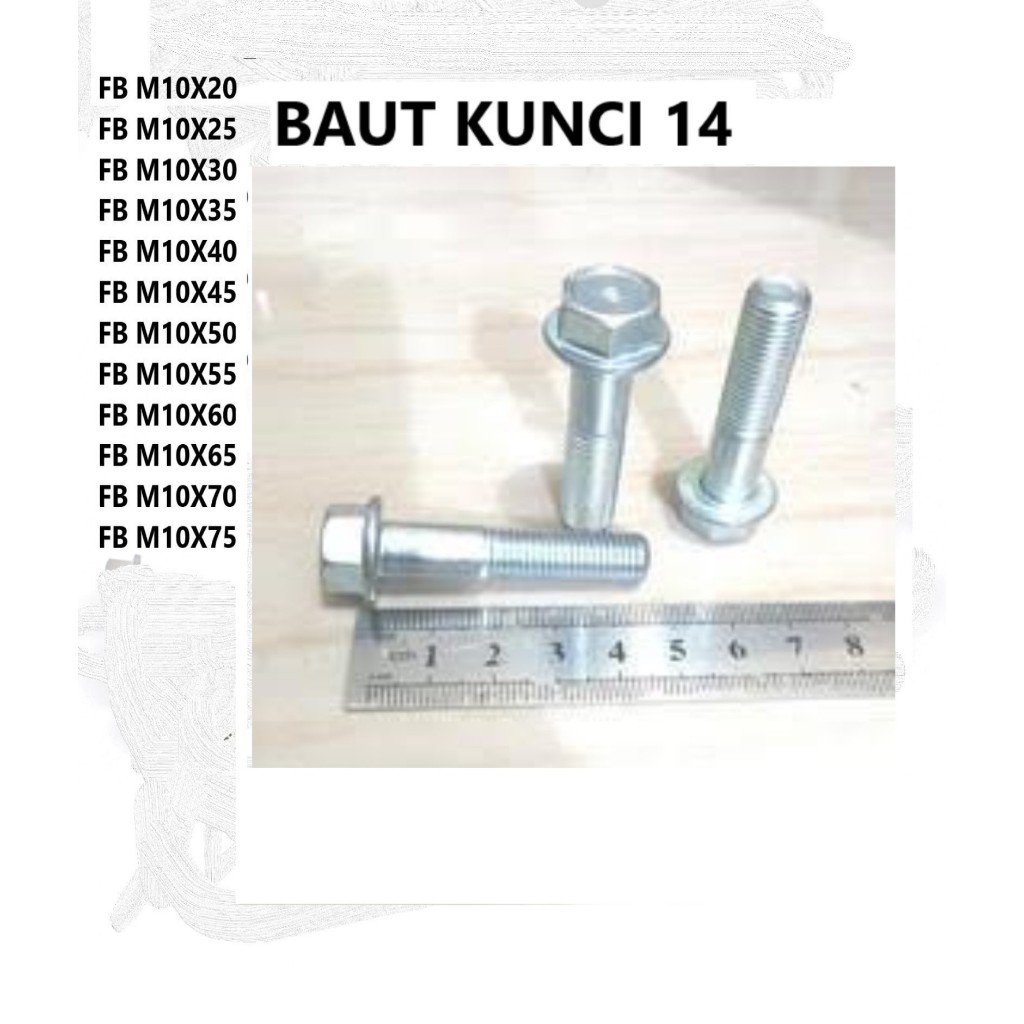 FLANGE BOLT/BAUT FLANGE/BAUT TOPI M10 KUNCI 14