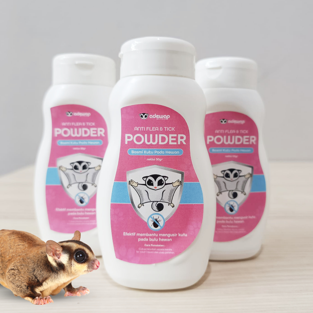ADEWAP GLIDER Anti Flea & Tick Powder Bedak Anti Kutu Hewan Sugar Glider