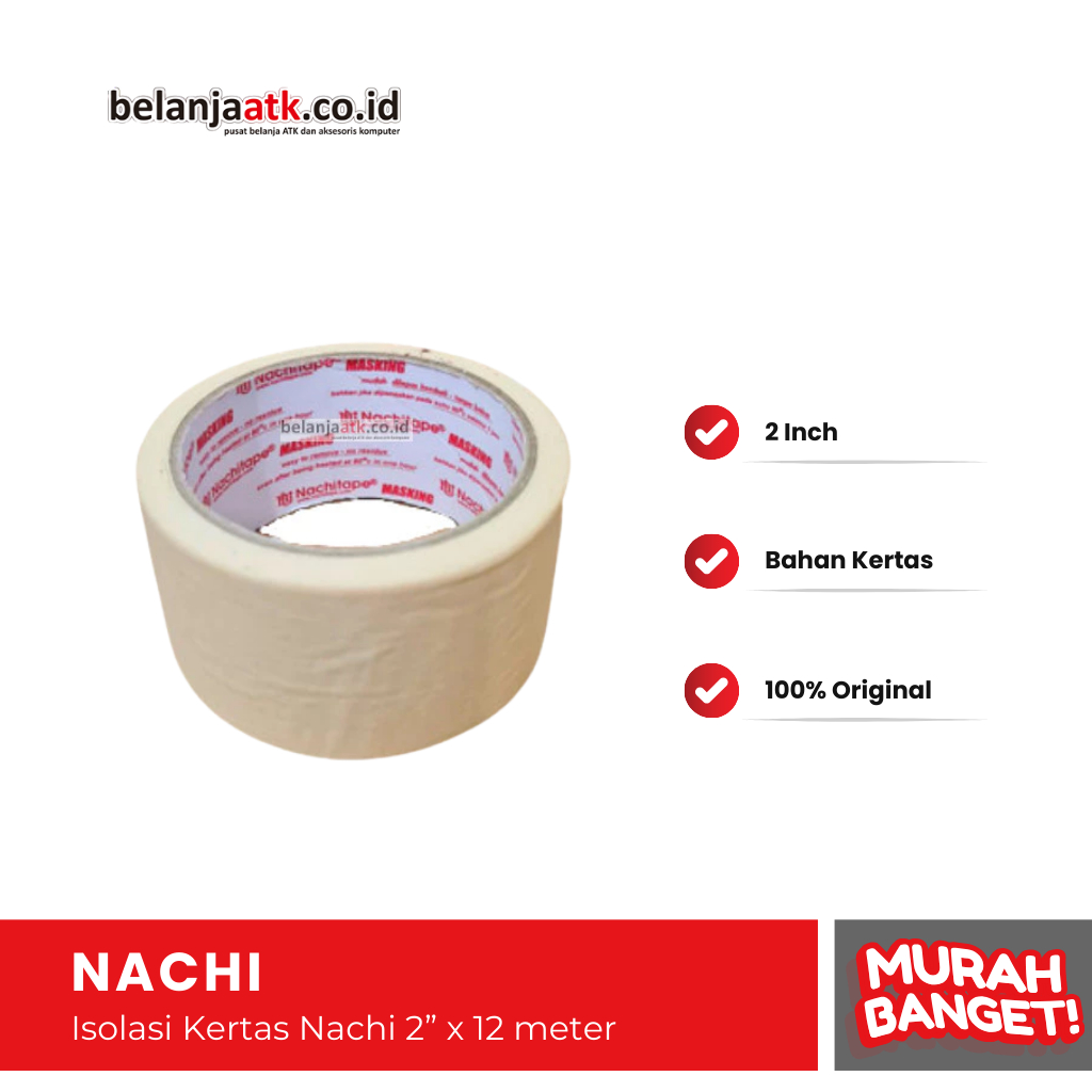 

Isolasi Kertas Nachi 2” x 12 meter / Masking Tape Dua Inch