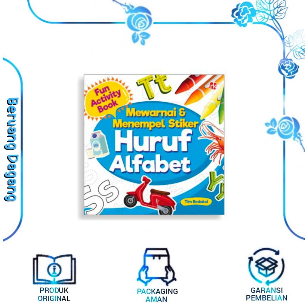 Buku FUN ACTIVITY BOOK : MEWARNAI & MENEMPEL STIKER HURUF ALFABET