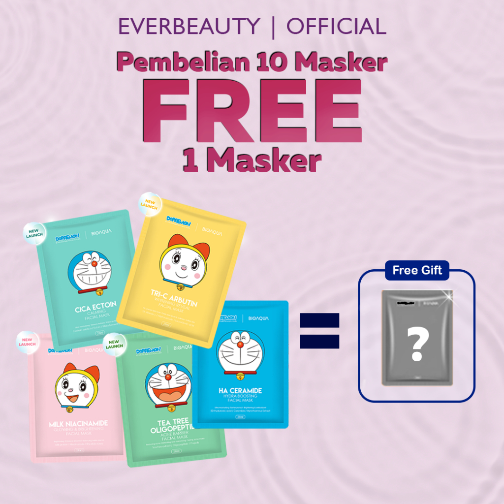[EVERBEAUTY] [ FREE GIFT ] BIOAQUA x DORAEMON Sheet Mask Anak Remaja Masker Wajah 28 ml BPOM HALAL M