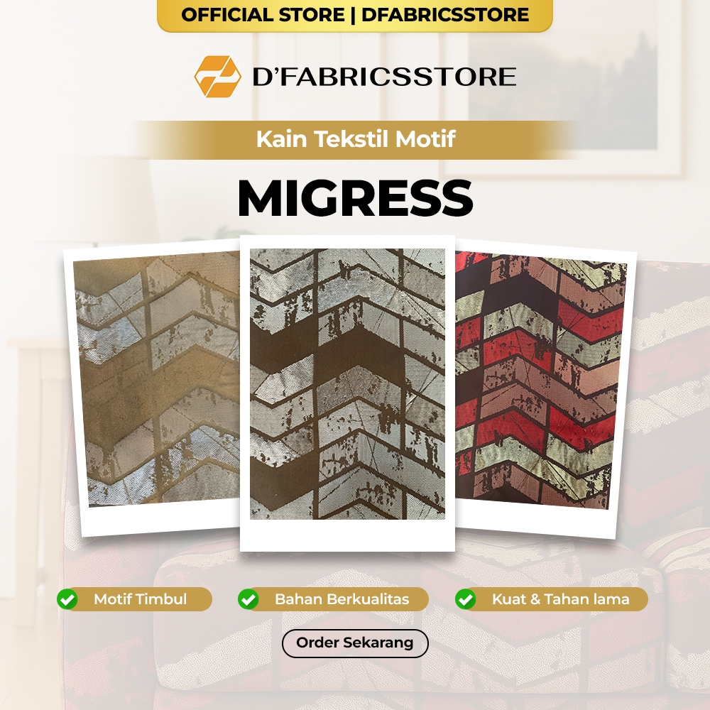 Kain Sofa Bermotif Migress Bludru Halus Kain Tekstil Meteran Berkualitas